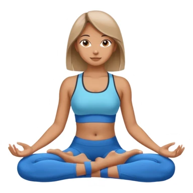 The same girl is sitting in a lotus position, with shoulder-length hair and sportswear. sticker