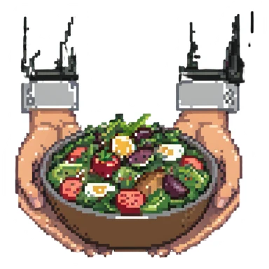hands holding a salad bowl sticker