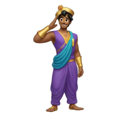 genie from aladdin doing a military salute sticker