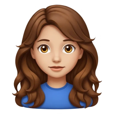 EMOJI IOS SOLO CARA NIÑA PELO LARGO, ONFULADO, MARRON, Y OJOS MARRONES sticker
