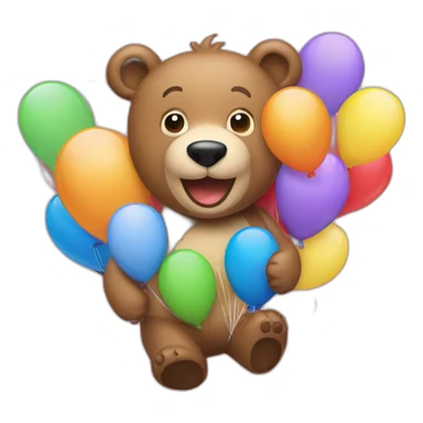 happy bear with balloons  sticker