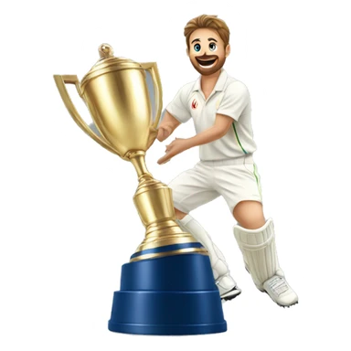 cricket sports victory real players with cup sticker