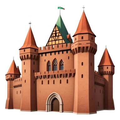 Cinematic Realistic Malbork Castle Landmark Emoji, depicted as an imposing medieval fortress rendered with rich detail and dramatic, historic lighting. sticker