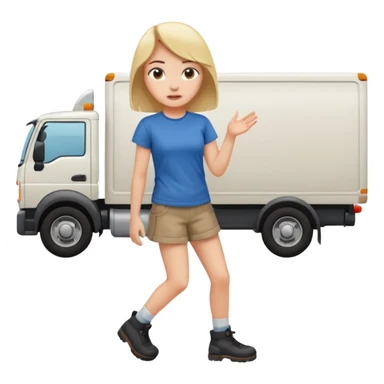 A truck hitting a girl and about to fall girl in 70 degree  sticker