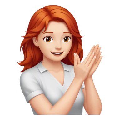 Red haired Woman clapping sticker