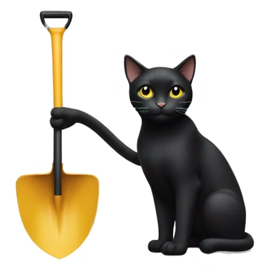 a highly super black cat with a bing diggle and shovel sticker