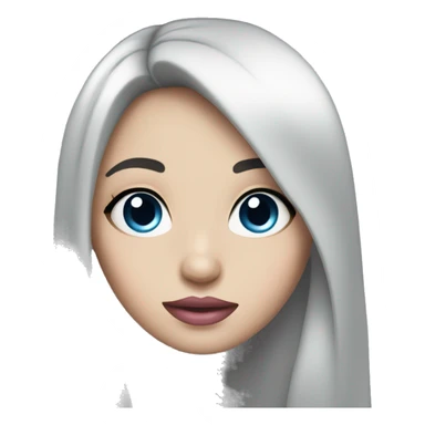 Girl with long black hair blue eyes pink lips  sticker