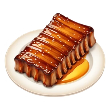 Honey Glazed BBQ Ribs Cinematic Realistic Honey Glazed BBQ Ribs Dish Emoji, depicted as a small portion of tender, honey-glazed ribs with a sticky, smoky finish, rendered with rich textures and warm, dynamic lighting. sticker