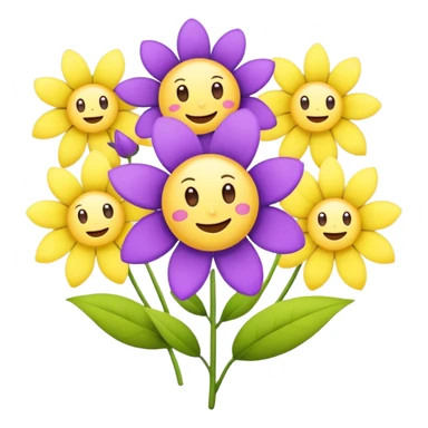 Flowers and emojis with purple and lemon yellow combo  sticker