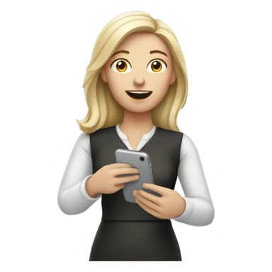 white woman holding phone sticker