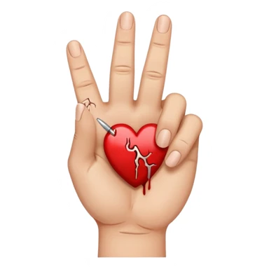 Middle finger wit broken heart sticker
