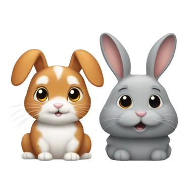Medium ginger bunny and smaller grey bunny sticker