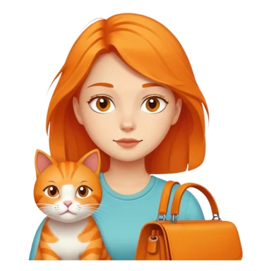 Girl with orange cat and runaway bag sticker