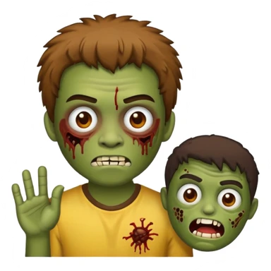 quero um emoji de um menino com pele de zumbi cabelo castanho claro e de franja sticker