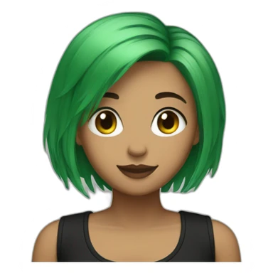 green hair short hair girl black outfit sticker