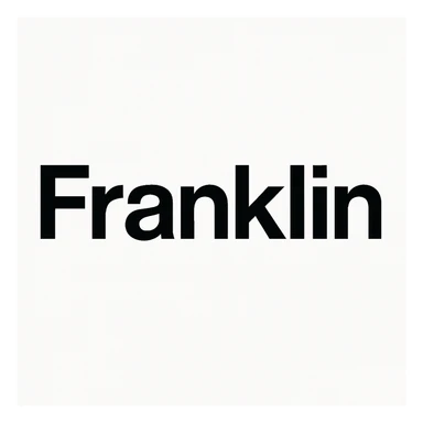 word mark 'Franklin' in title case, clean sans-serif Helvetica-inspired, bold, black sticker
