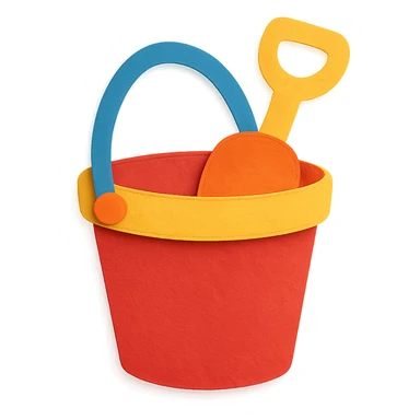 colorful and playful beach bucket and pail in paper-craft style sticker