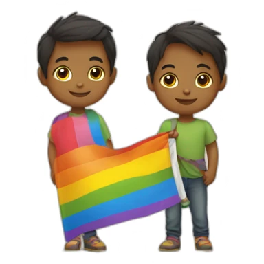 Enfants qui tient un drapeau LGBT sticker