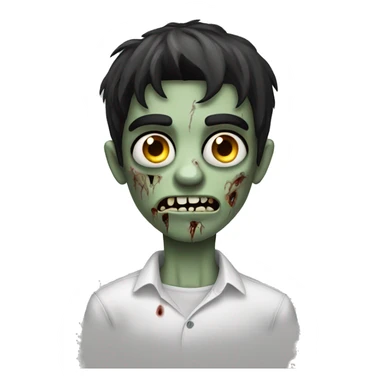 teen boy zombie with dark hair and white shirt sticker