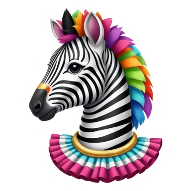 Vintage circus zebra wearing colorful neck ruffles sticker