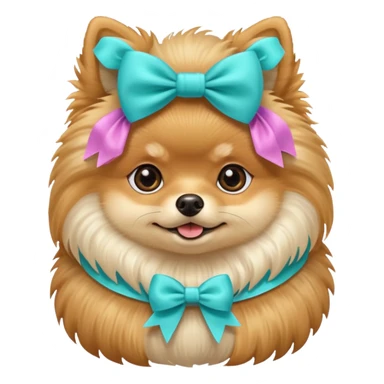 Pomeranian with aqua bows sticker