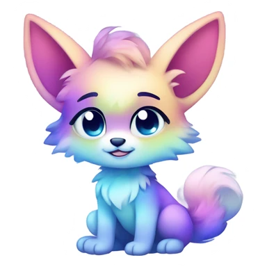 Adorable innocent cute gradient-Sparkle-nebula-fursona furry, full body sticker