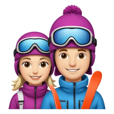 a recently marries couple skiing sticker