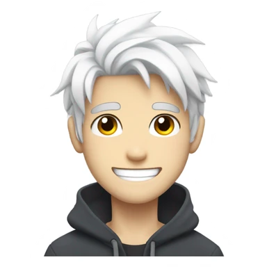Anime guy with white hair and fang teeth sticker