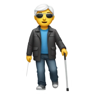 blind person walking with cane sticker