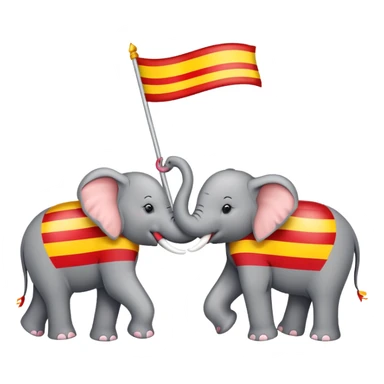 Flag with red colour on top and bottom yellow on the middle in yellow two elephants with a flower in between them  sticker