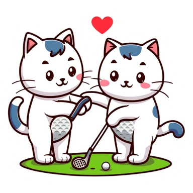 two cats in love playing golf in Scotland sticker
