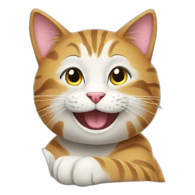 happy cat using a laptop sticker