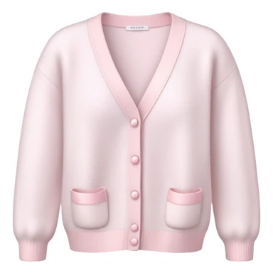 white cashmere cardigan with 8 tiny light pink bows all over front and sleeves, realistic 3d isolated, soft texture sticker