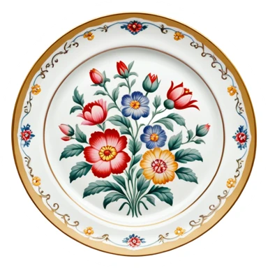 vintage floral porcelain plate sticker