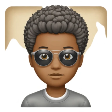 Un garçon,de couleur noir avec des lunettes de soleil grise,il a des cheveux crépus et au dessus de sa tete il est écrit BOUSS  sticker