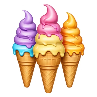 3 scoops ice cream cone sticker