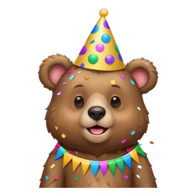 Partying bear cub with confetti  sticker