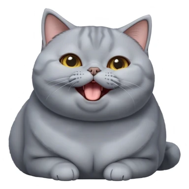 Cinematic Cute Chubby Grey British Shorthair Cat Portrait Emoji, Head tilted playfully and yawning, round and plump body with sleek soft grey fur and subtle blue undertones, Simplified yet adorable features, highly detailed, glowing with a warm, friendly glow, high shine, curious yet calm, stylized with a touch of whimsy, bright and endearing, soft glowing outline, capturing the essence of a mischievous yet loving and lazy kitty, so cute it feels like it could stretch out of the screen and cuddle! sticker