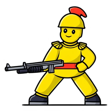 yellow plastic toy soldier sticker