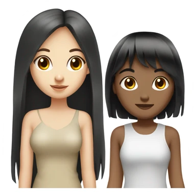 Four girls one with shoulder length hair bangs black hair tan skin one with long black hair pale skin one  sticker