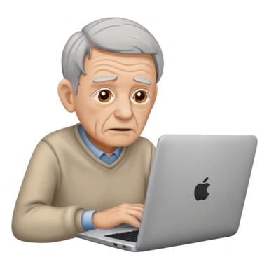 confused old man on a laptop sticker