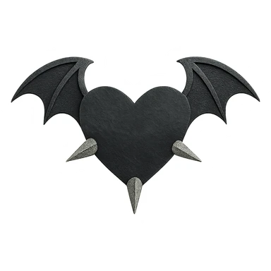 black gothic heart with metallic spikes and gothic bat wings, ornate, dark, elegant sticker