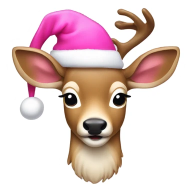Deer with a pink Santa hat sticker