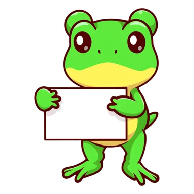 Bufo frog holding a blank sign, cartoonish sticker