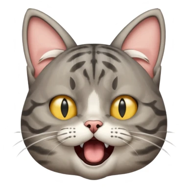 Cat meme, a gray tabby cat holding its head and screaming, with its eyes closed and mouth open, looking annoyed sticker