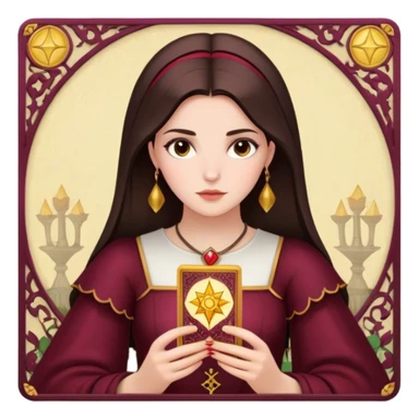 A brunette girl with a square hairstyle reading the Burgundy tarot sticker