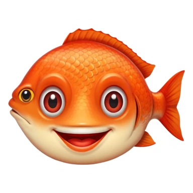 A smiling happy fish with big eyes and big lips wearing red lipstick sticker