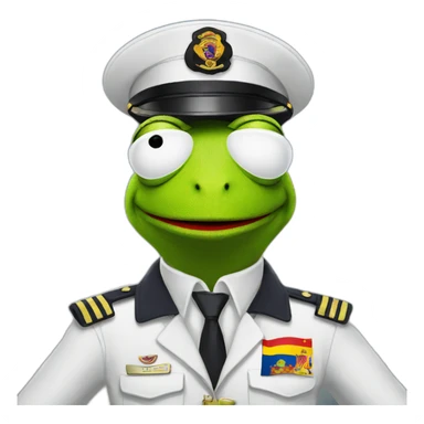 kermit as airline pilot with spanish flag in the background sticker