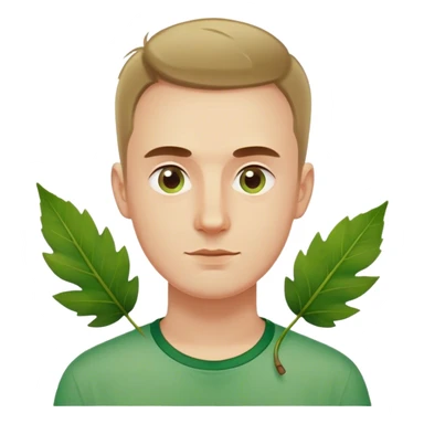 polish man in green shirt leaf sticker