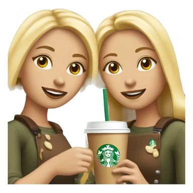 two blonde girls eating starbucks  sticker